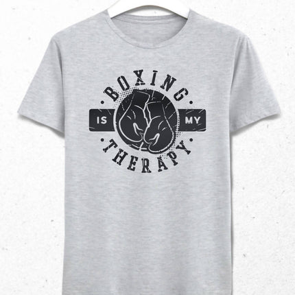Boxing Therapy Erkek Gri Tişört - basmatik.com