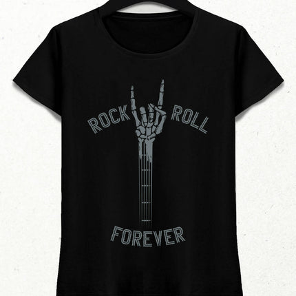 Rock And Roll Forever - Skeleton Hand Guitar Kadın Tişört