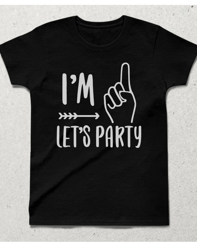 I'm lets party doğum günü çocuk siyah tişört - basmatik.com