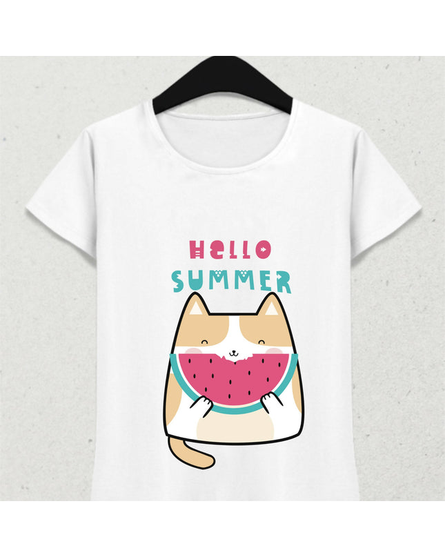 Karpuz ve Kedi Merhaba Yaz Tişört