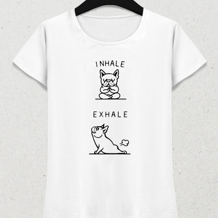 Inhale Exhale Bulldog Yoga tişört - basmatik.com