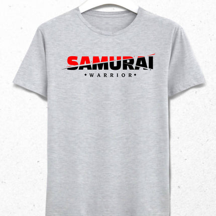 Samuray Savaşçı Erkek Gri Tişört - basmatik.com