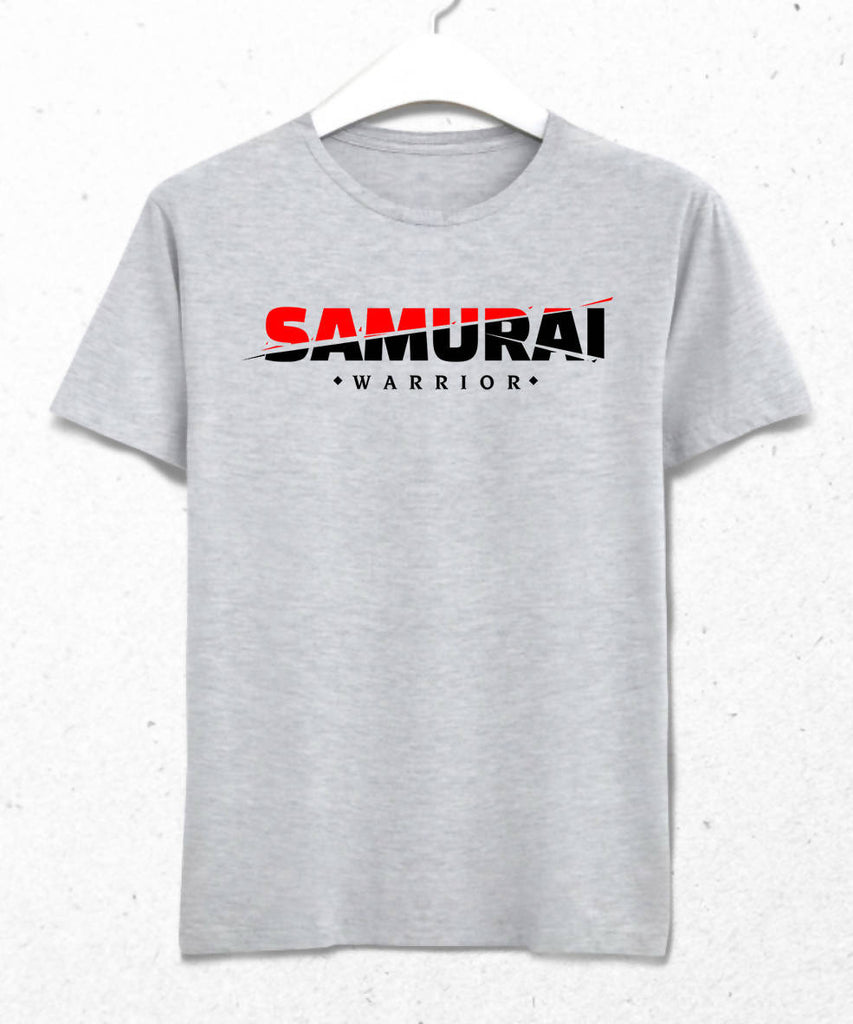 Samuray Savaşçı Erkek Gri Tişört - basmatik.com