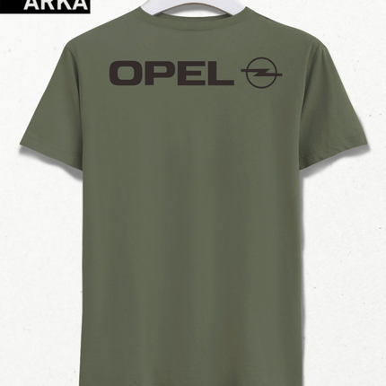 Araba ön-arka baskılı Unisex slimfit haki tişört