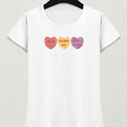 Valentine's III, Kalpli Slogan Kadın Tişört