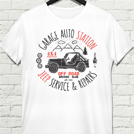Jeep service beyaz Erkek tişört - basmatik.com