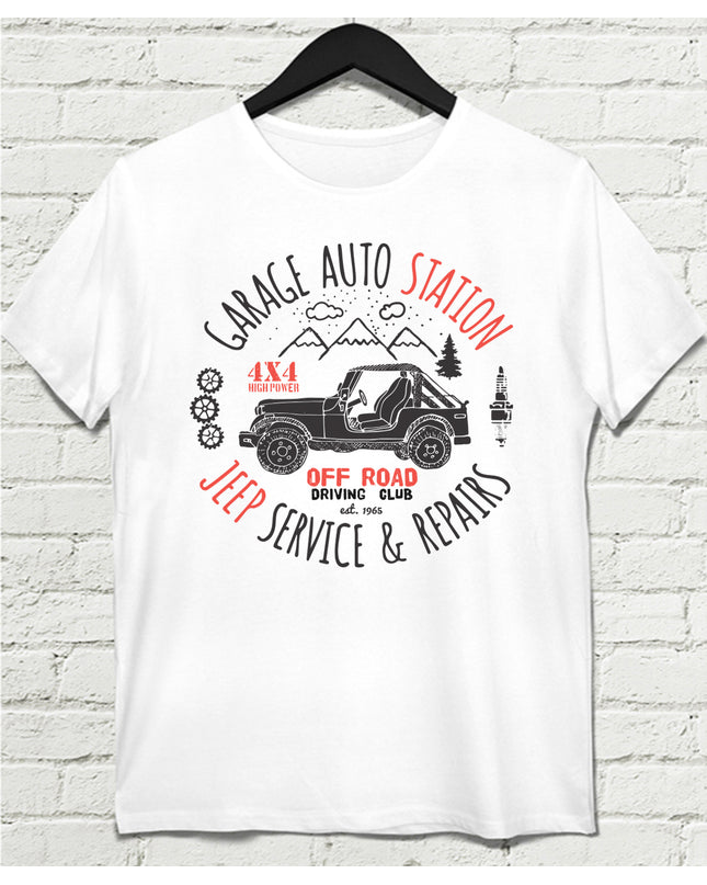 Jeep service beyaz Erkek tişört - basmatik.com