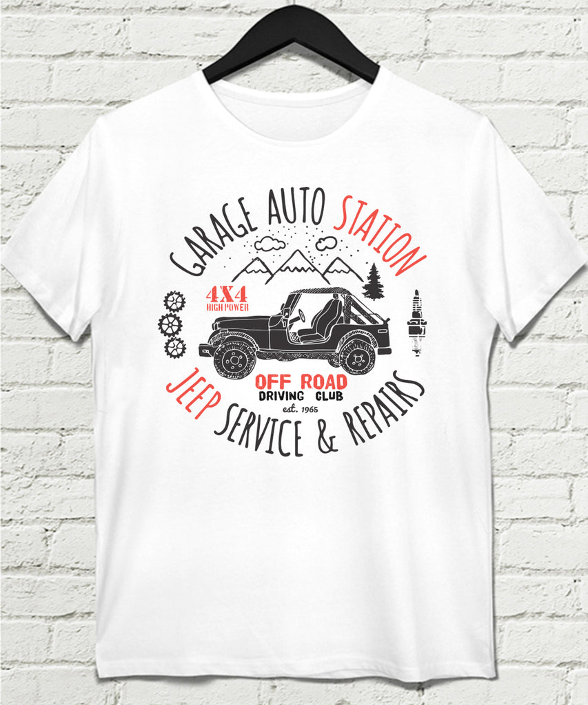 Jeep service beyaz Erkek tişört - basmatik.com