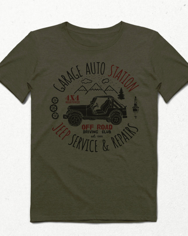 Jeep service haki Erkek tişört - basmatik.com