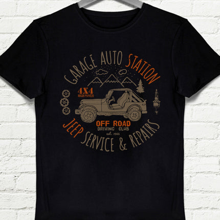 Jeep service siyah Erkek tişört - basmatik.com