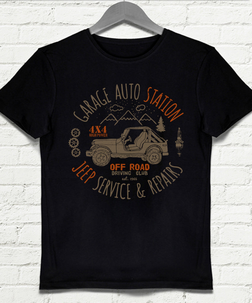 Jeep service siyah Erkek tişört - basmatik.com