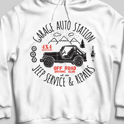 Jeep service unisex beyaz kapşonlu - basmatik.com