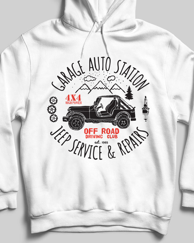 Jeep service unisex beyaz kapşonlu - basmatik.com