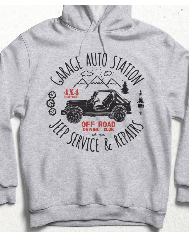 Jeep service unisex gri kapşonlu - basmatik.com