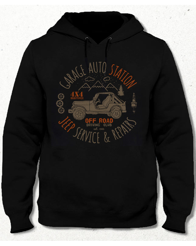 Jeep service unisex siyah kapşonlu - basmatik.com