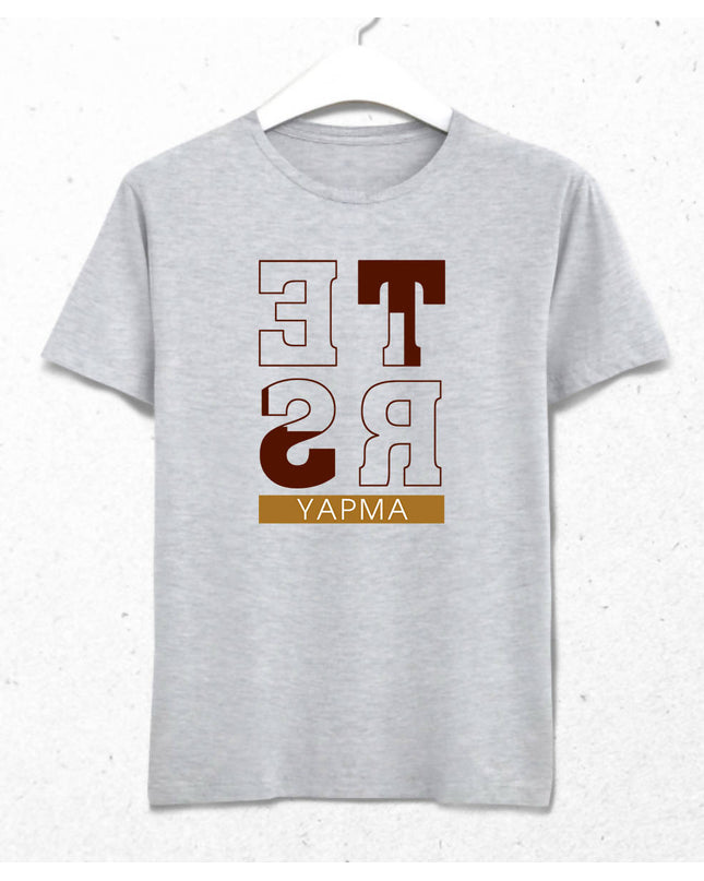 Ters Yapma Erkek Gri Tişört - basmatik.com