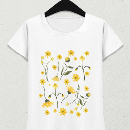 Sarı Çiçekler Bahar Temalı Tişört - basmatik.com