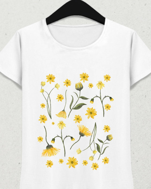 Sarı Çiçekler Bahar Temalı Tişört