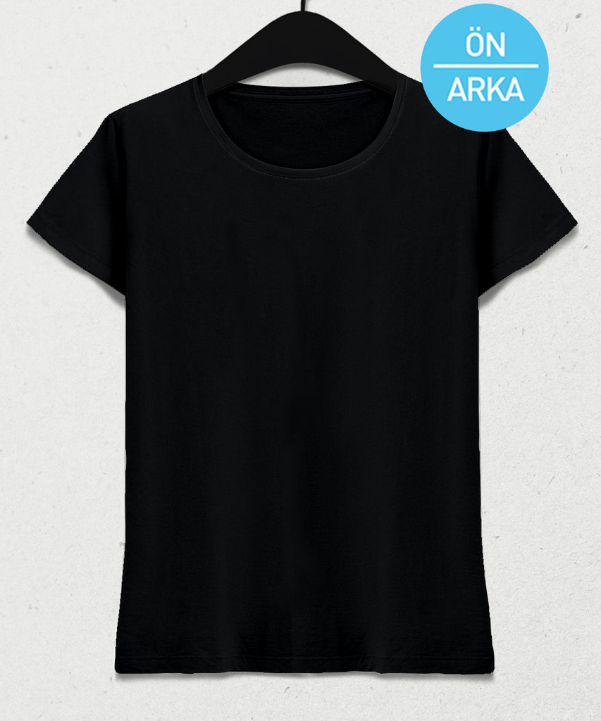 ön-arka baskılı siyah Kadın tişört - basmatik.com