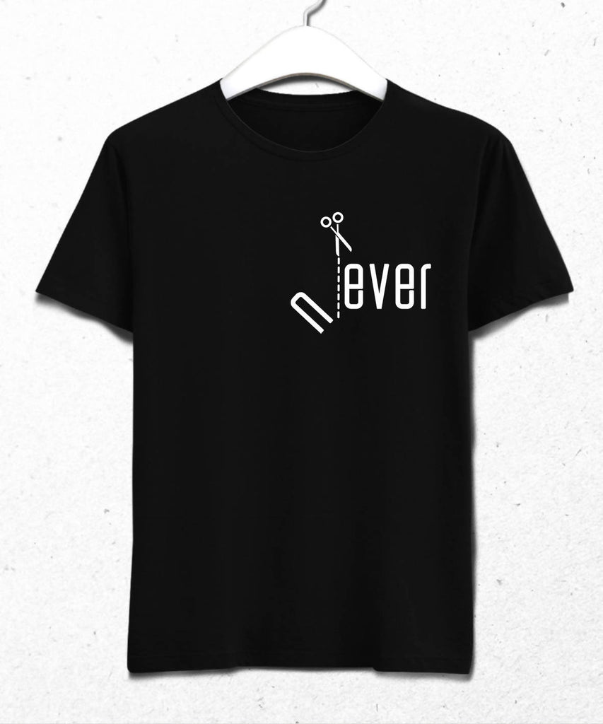 Never & Ever Erkek Siyah Tişört - basmatik.com
