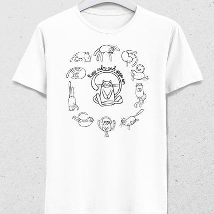 Keep calm cat yoga tişört - basmatik.com