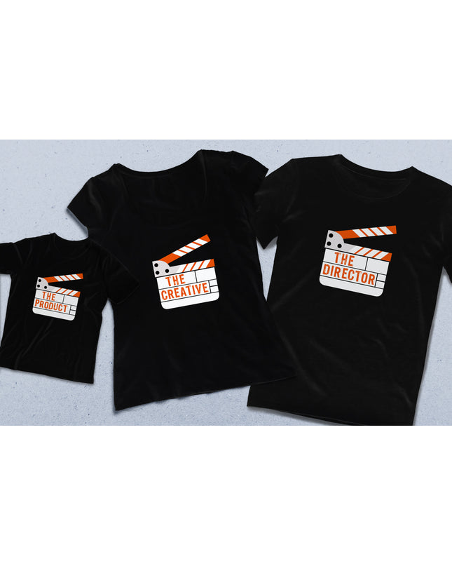 Klaket Anne baba çocuk siyah tişört seti - basmatik.com