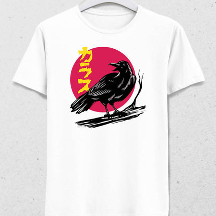 Moon And Raven Erkek Beyaz Tişört - basmatik.com
