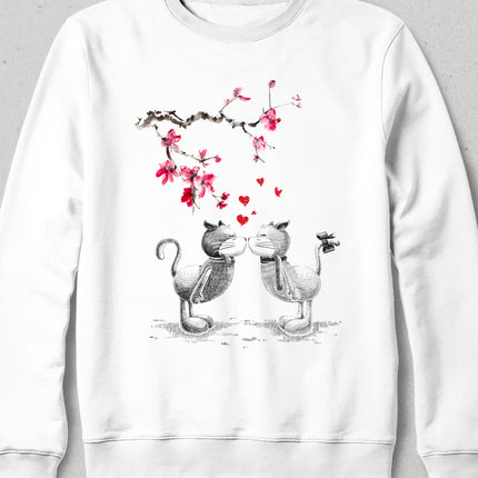 Love cats beyaz sweatshirt - basmatik.com