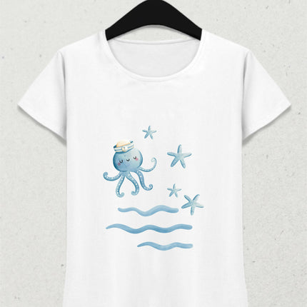 Sevimli Ahtapot Deniz ve Yaz Temalı Tişört
