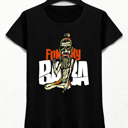 Funky Baba Kadın Siyah Tişört - basmatik.com