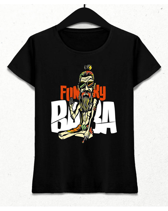 Funky Baba Kadın Siyah Tişört - basmatik.com