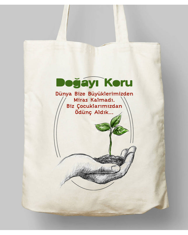 Doğayı Koru Temalı Bez Çanta - basmatik.com