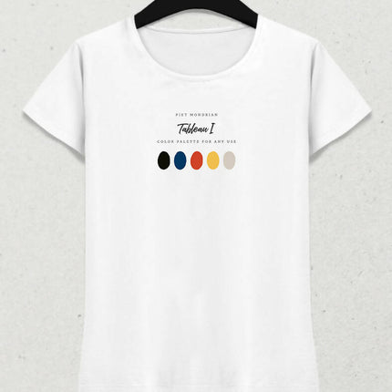 Mondrian, Tableau I Renk Paletli Kadın Tişört - basmatik.com
