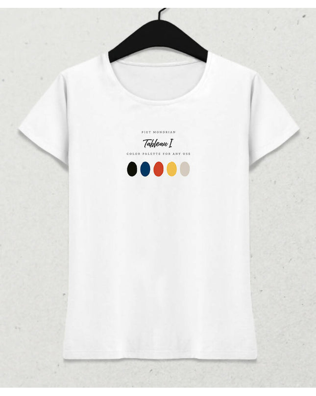 Mondrian, Tableau I Renk Paletli Kadın Tişört - basmatik.com