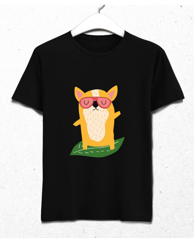 Sörfçü Corgi Köpek erkek tişört