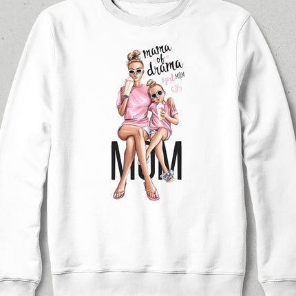 Mama of drama beyaz sweatshirt - basmatik.com