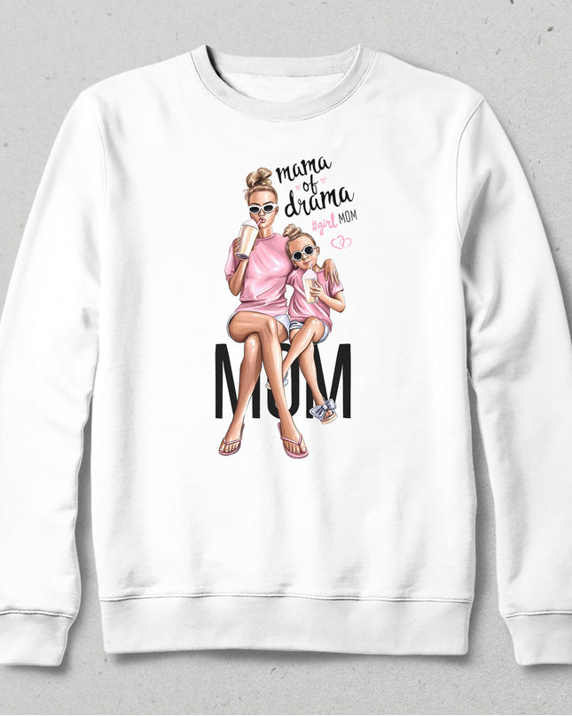 Mama of drama beyaz sweatshirt - basmatik.com