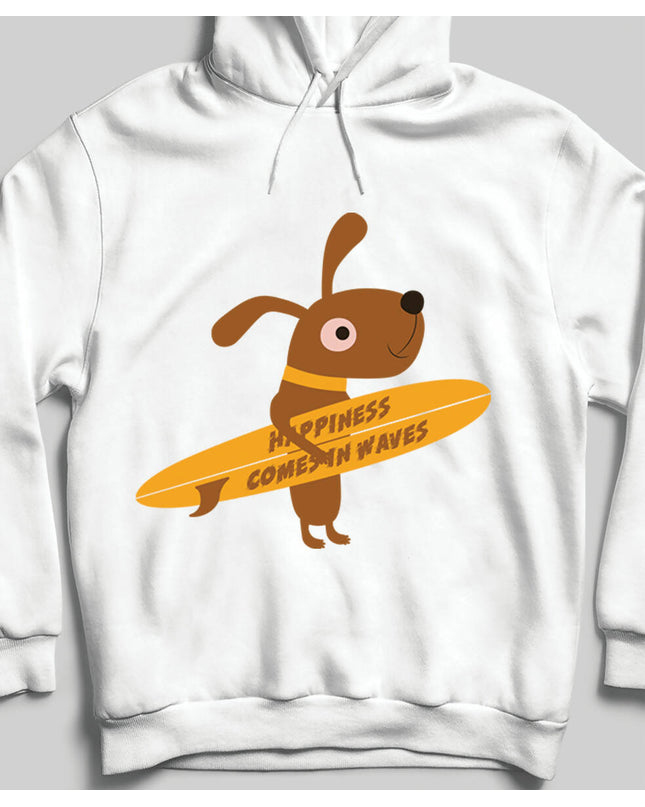 Cute Dog Surfing Board Hooded Sweatshirt Hoodie