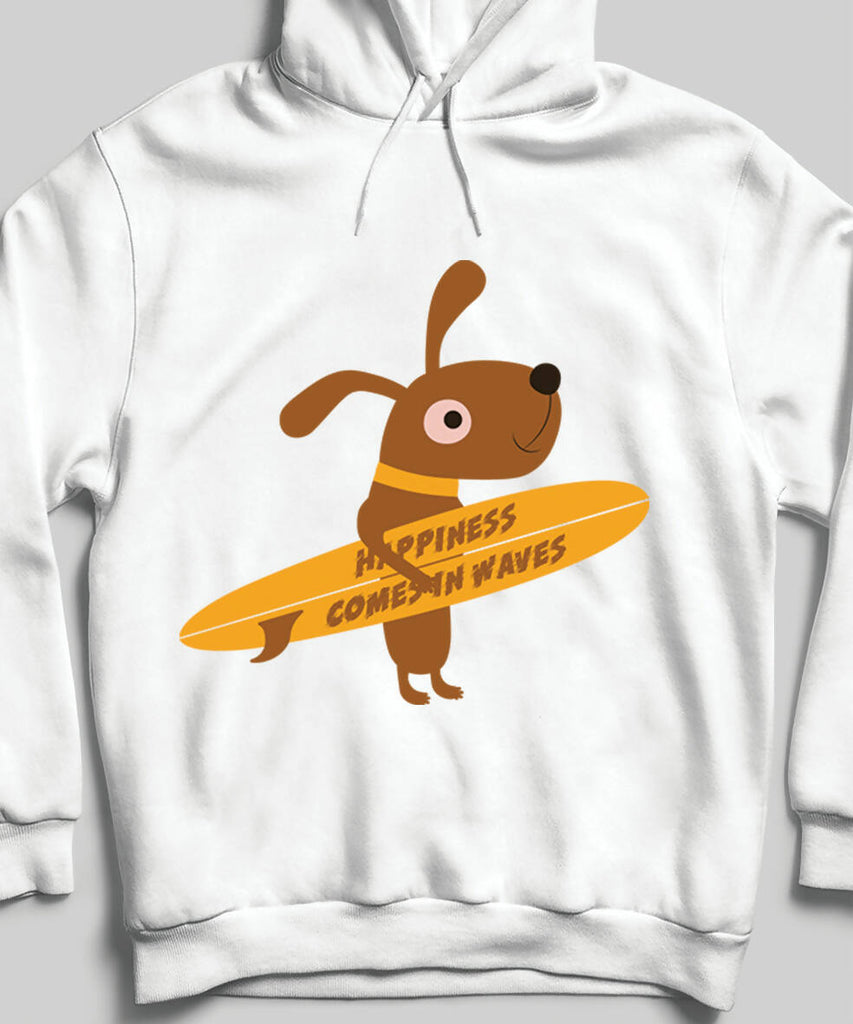 Cute Dog Surfing Board Hooded Sweatshirt Hoodie