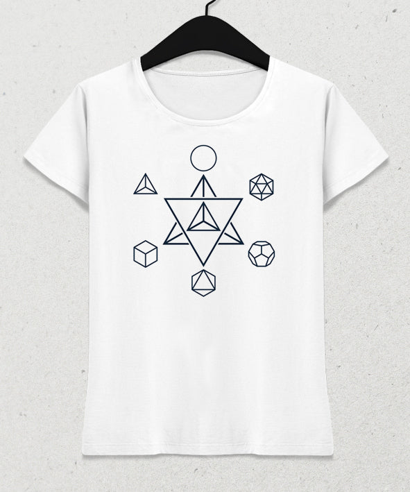 Merkaba and the Platonic Solids kadın tişört - basmatik.com