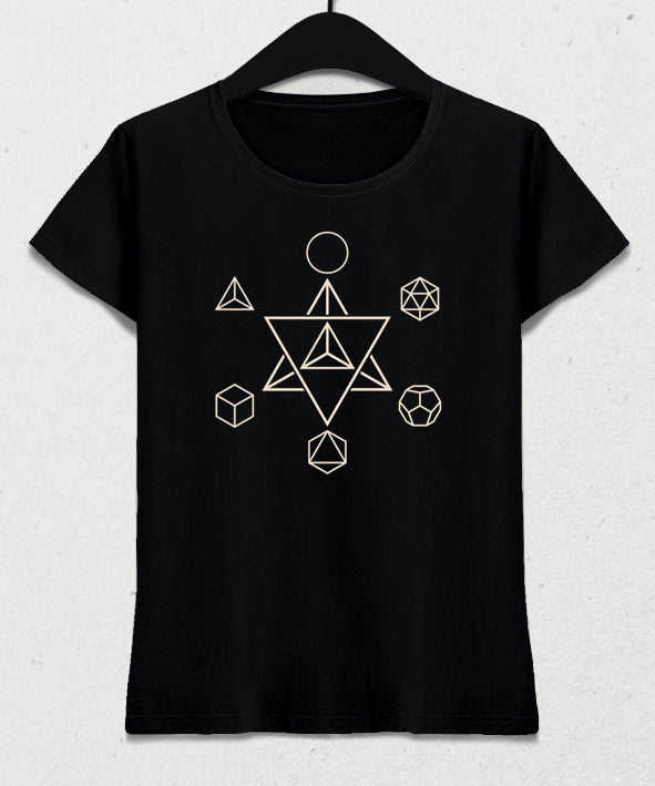 Merkaba and the Platonic Solids kadın tişört - basmatik.com