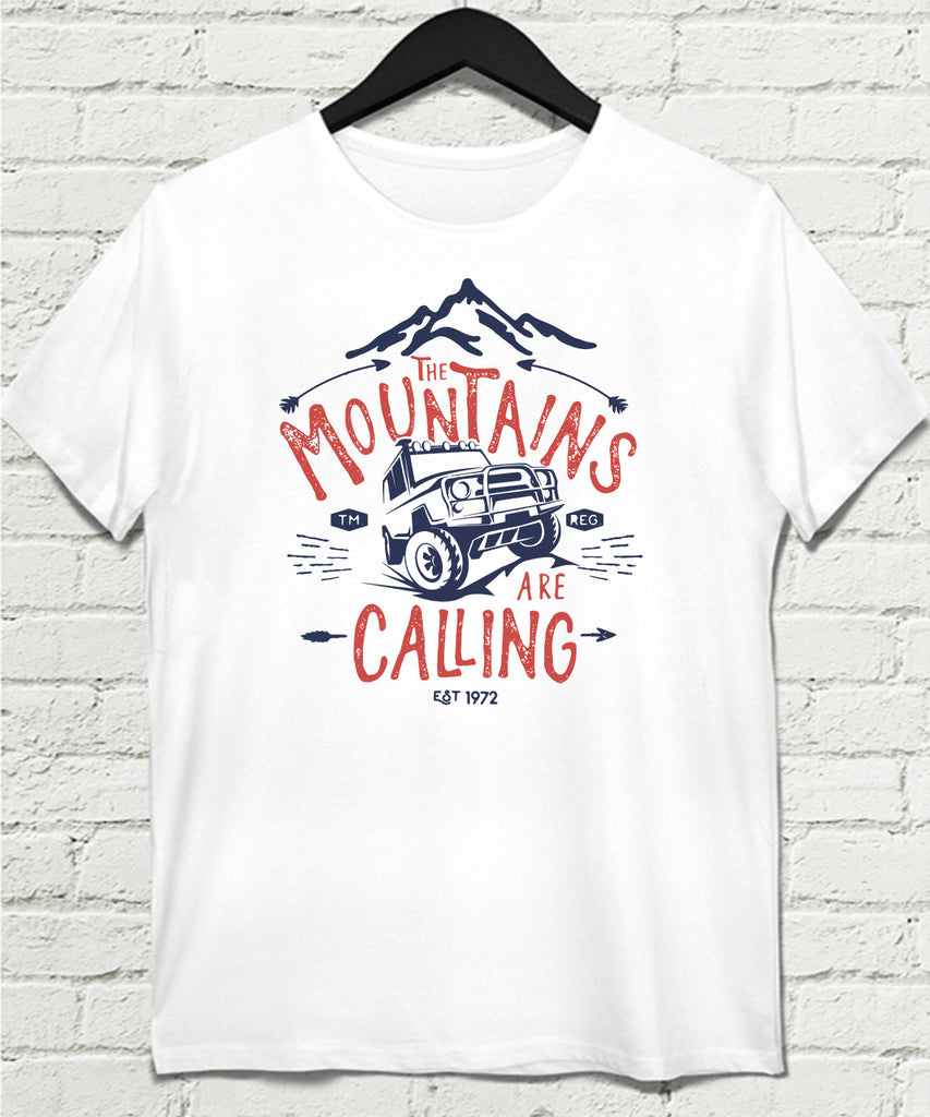 Mountains calling beyaz Erkek tişört - basmatik.com