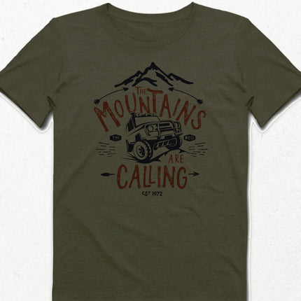 Mountains calling haki Erkek tişört - basmatik.com