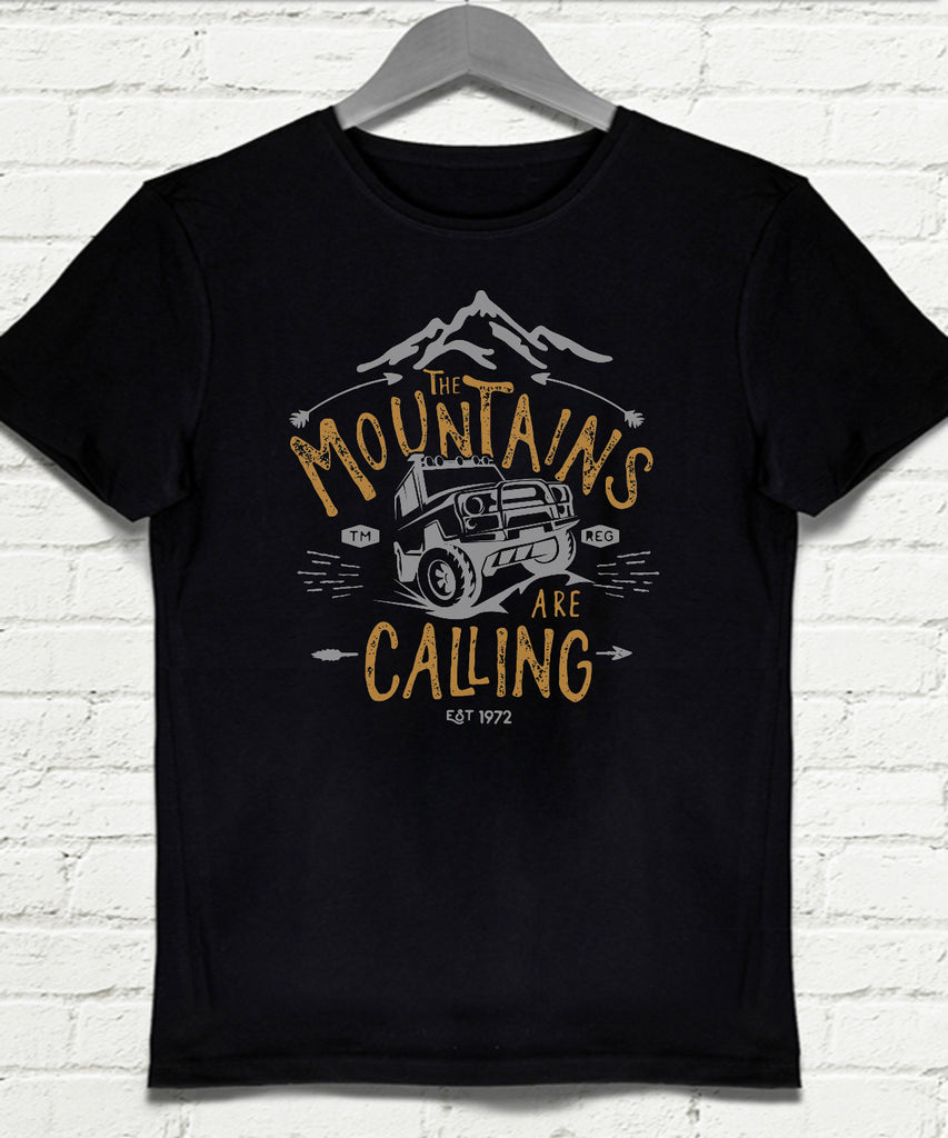 Mountains calling siyah Erkek tişört - basmatik.com