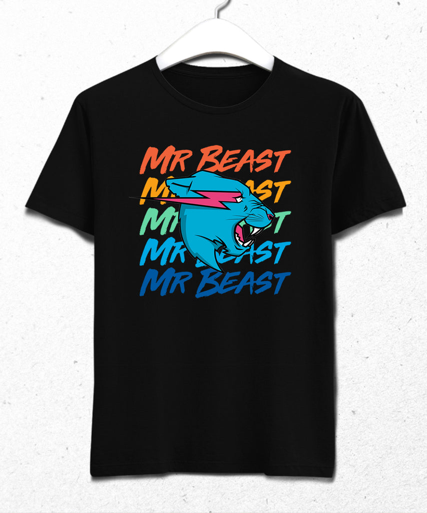 Mr Beast renkli yetişkin tişört