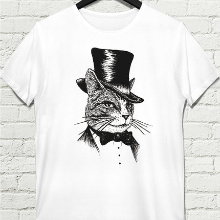 Mr Cat Beyaz Tişört - basmatik.com