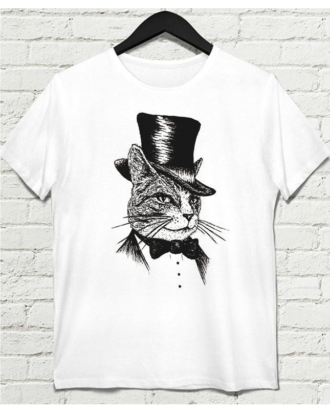 Mr Cat Beyaz Tişört - basmatik.com