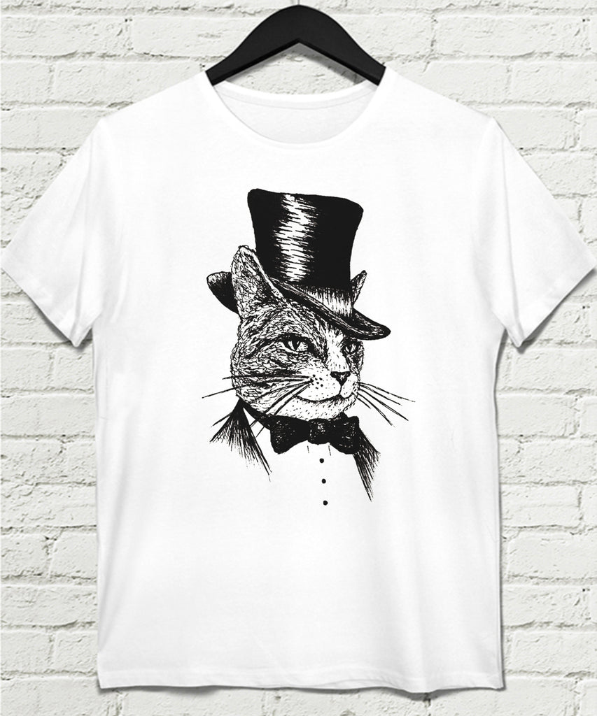 Mr Cat Beyaz Tişört - basmatik.com