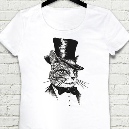 Mr Cat Beyaz Tişört - basmatik.com