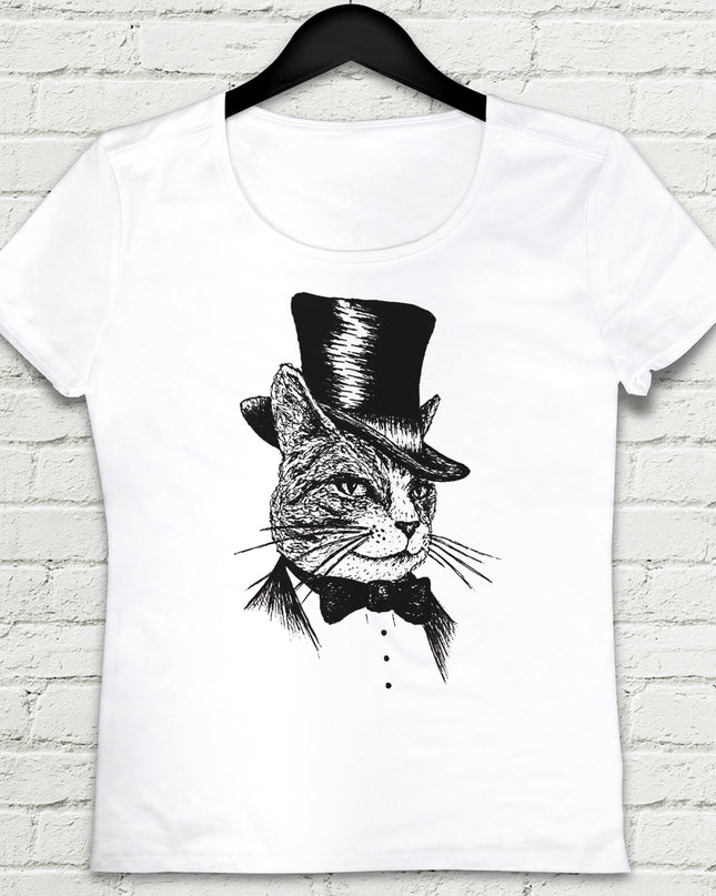 Mr Cat Beyaz Tişört - basmatik.com
